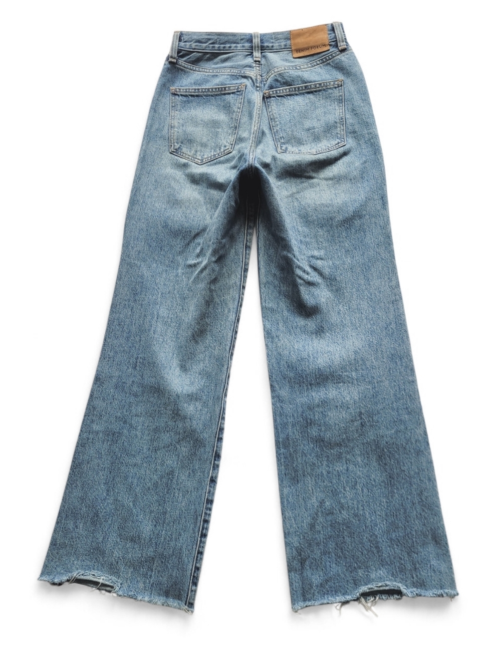 Denim Forum Farrah Wide Leg High Rise Crop Jeans Raw Hem Blue 25 - Picture 5 of 16
